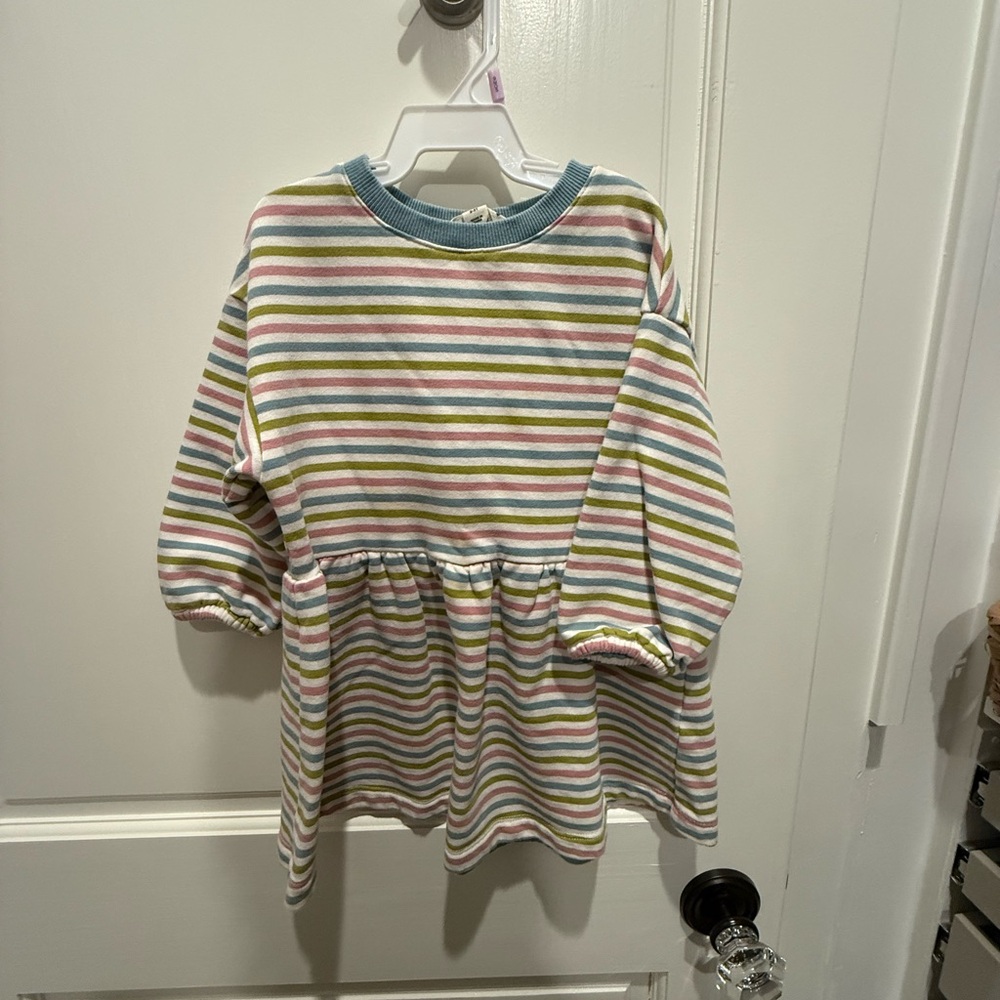 Mini Boden rainbow stripe dress
